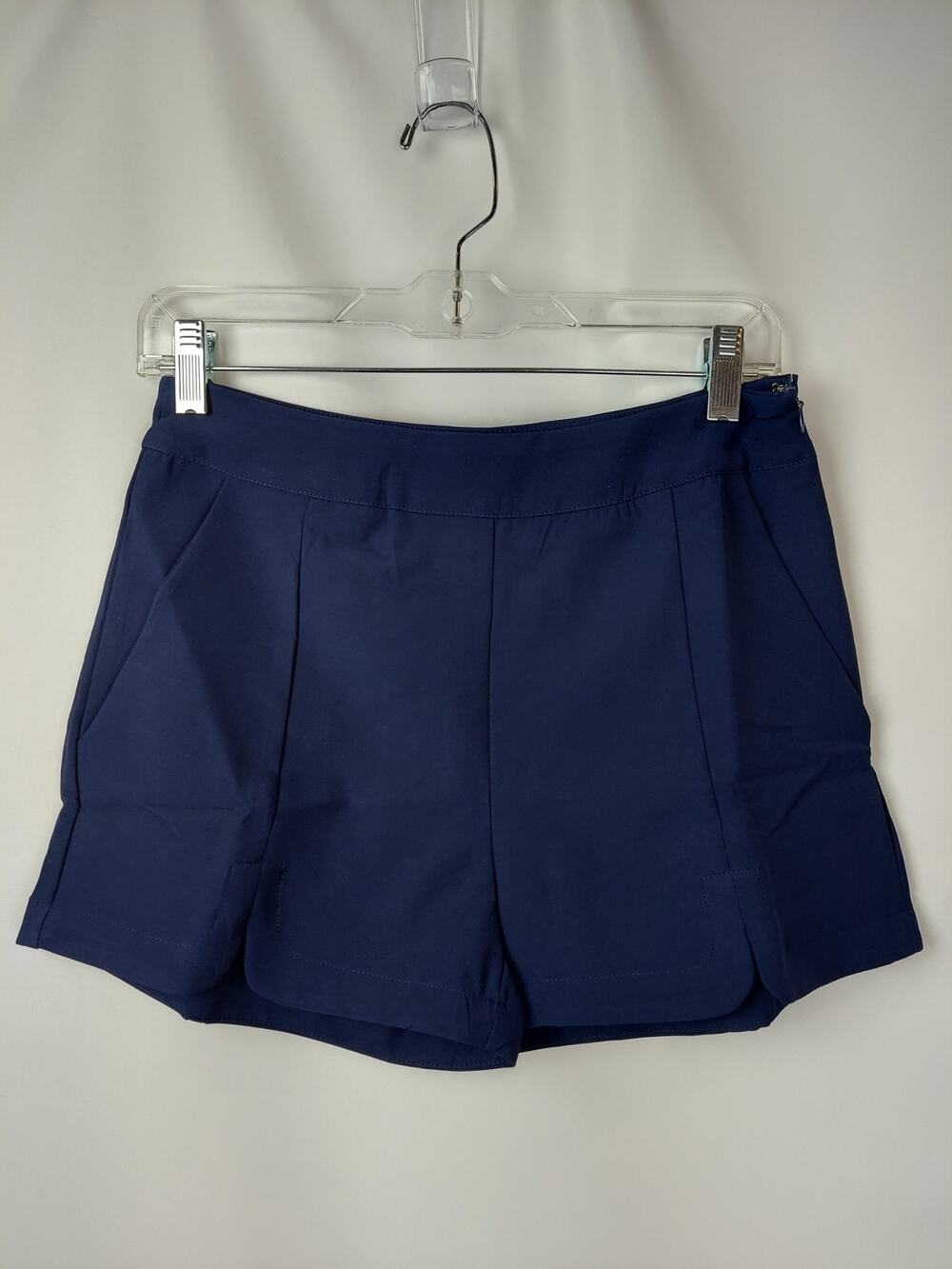 Hayden Los Angeles Navy Flat Front Side Zip Shorts With Pockets NEW Size Small